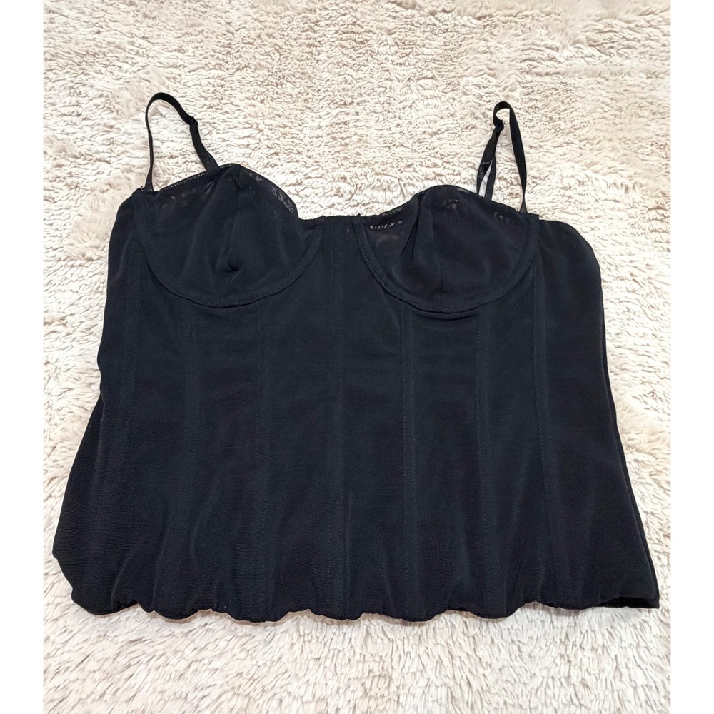 White Fox Black Mesh Heavenly Hour Corset Bustier Top Size M